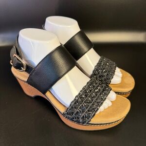 Clarks Collection Wedge Sandals - Woven Detail -‎ Adjustable Strap - 8.5